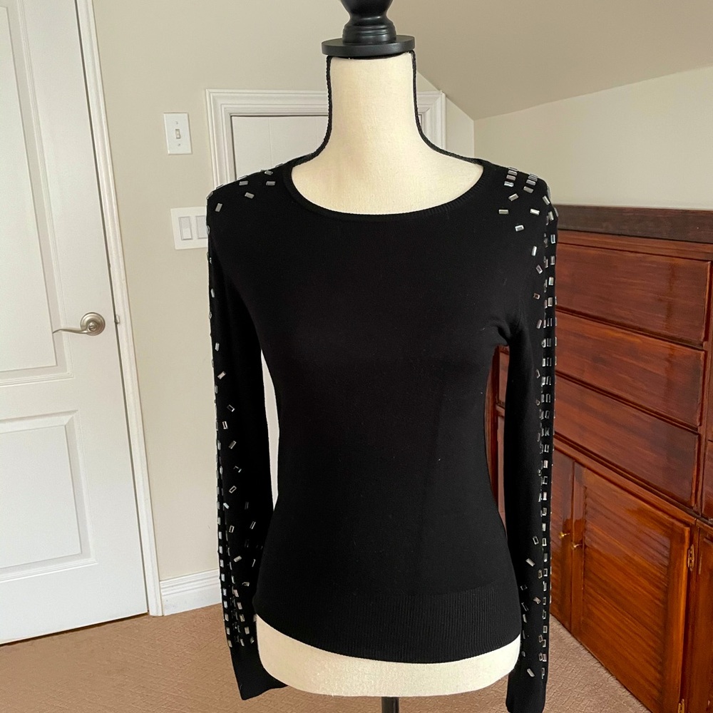 Zara knit sweater crystal sleeves